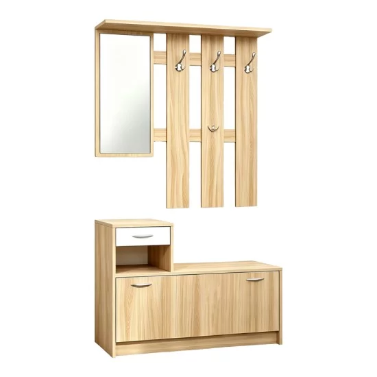 Έπιπλο εισόδου Jentia   με καθρέπτη sonoma με λευκό MDF 100x24x186εκ