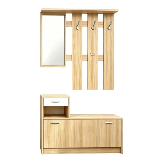 Έπιπλο εισόδου Jentia   με καθρέπτη sonoma με λευκό MDF 100x24x186εκ