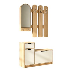 Έπιπλο εισόδου Kenty   με καθρέπτη sonoma με λευκό MDF 100x28x110εκ