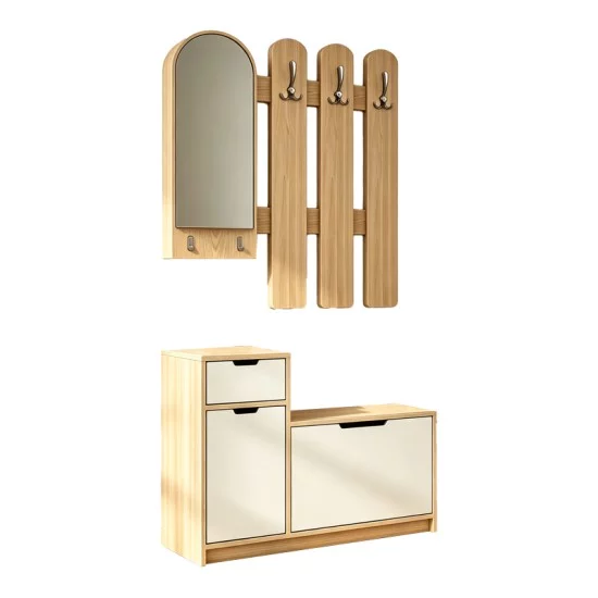 Έπιπλο εισόδου Kenty   με καθρέπτη sonoma με λευκό MDF 100x28x110εκ