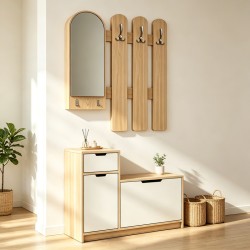Έπιπλο εισόδου Kenty   με καθρέπτη sonoma με λευκό MDF 100x28x110εκ