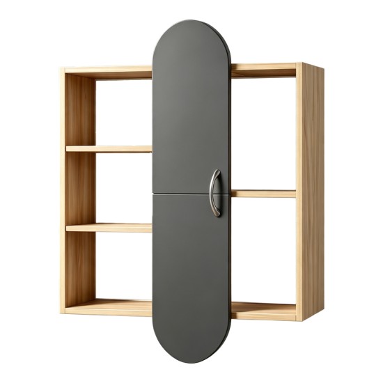 Ραφιέρα τοίχου Jonna  sonoma με ανθρακί MDF 60x10x80εκ