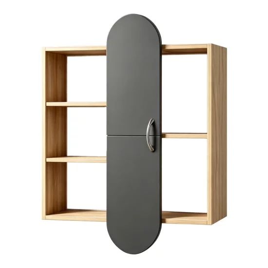Ραφιέρα τοίχου Jonna  sonoma με ανθρακί MDF 60x10x80εκ