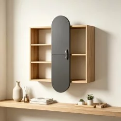 Ραφιέρα τοίχου Jonna  sonoma με ανθρακί MDF 60x10x80εκ