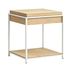 Βοηθητικό τραπέζι Odar  με αποθηκευτικό χώρο sonoma MDF με λευκό μέταλλο 51x51x60εκ