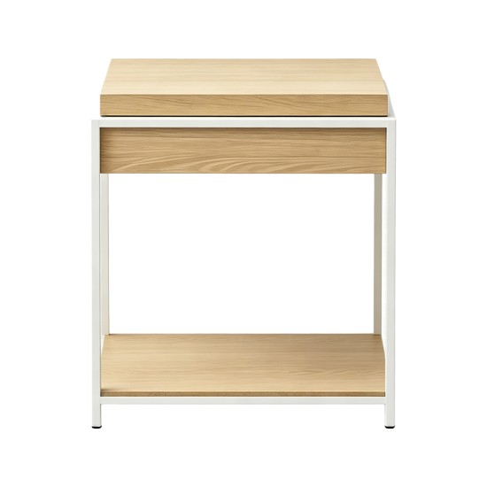 Βοηθητικό τραπέζι Odar  με αποθηκευτικό χώρο sonoma MDF με λευκό μέταλλο 51x51x60εκ