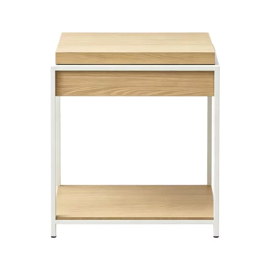 Βοηθητικό τραπέζι Odar  με αποθηκευτικό χώρο sonoma MDF με λευκό μέταλλο 51x51x60εκ