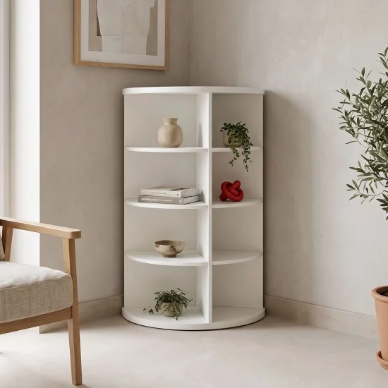 Γωνιακή ραφιέρα Benzal  λευκό MDF 80x30x120εκ
