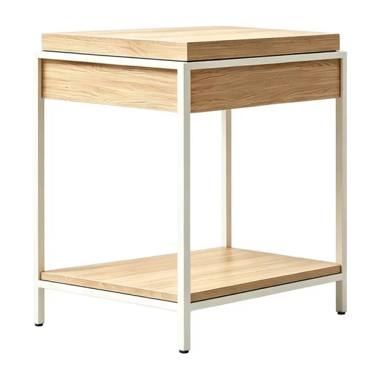 Κονσόλα Odar  με αποθηκευτικό χώρο sonoma MDF με λευκό μέταλλο 63x63x80εκ