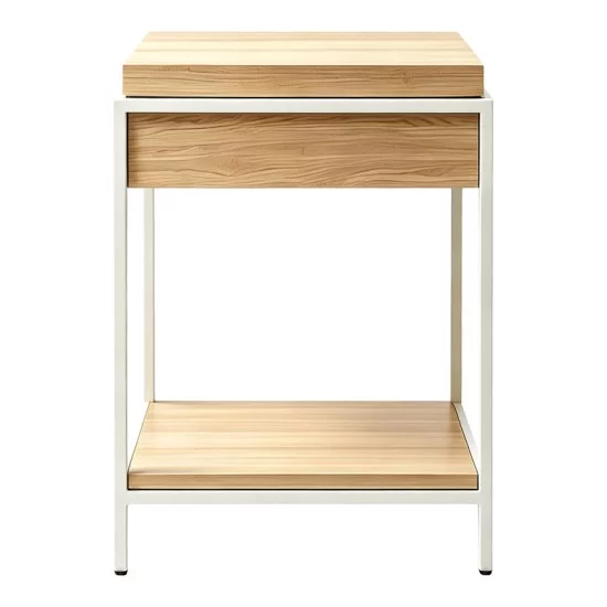 Κονσόλα Odar  με αποθηκευτικό χώρο sonoma MDF με λευκό μέταλλο 63x63x80εκ
