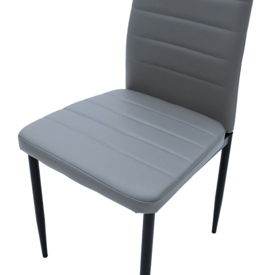 Καρέκλα Parker  ανθρακί PU με μεταλλικό μαύρο πόδι 41x48x96εκ