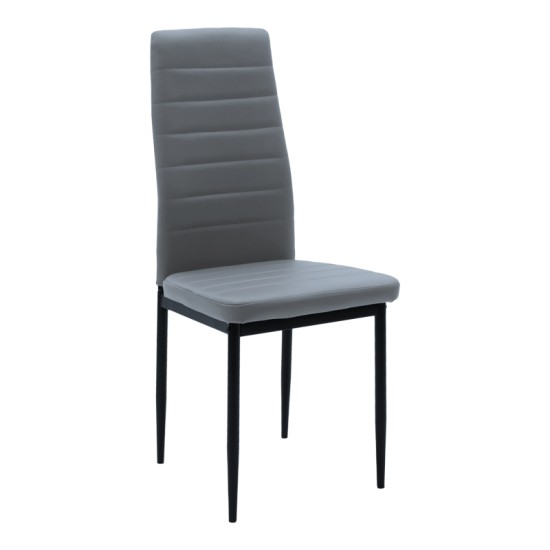 Καρέκλα Parker  ανθρακί PU με μεταλλικό μαύρο πόδι 41x48x96εκ