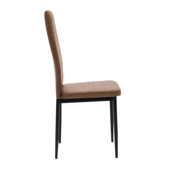 Καρέκλα Parker  cappuccino PU με μεταλλικό μαύρο πόδι 41x48x96εκ