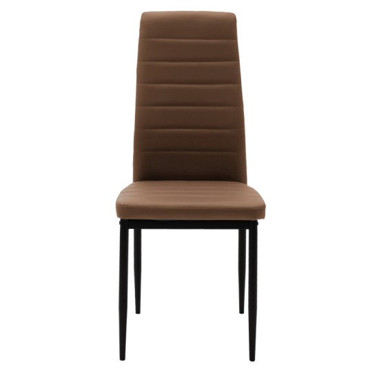 Καρέκλα Parker  cappuccino PU με μεταλλικό μαύρο πόδι 41x48x96εκ
