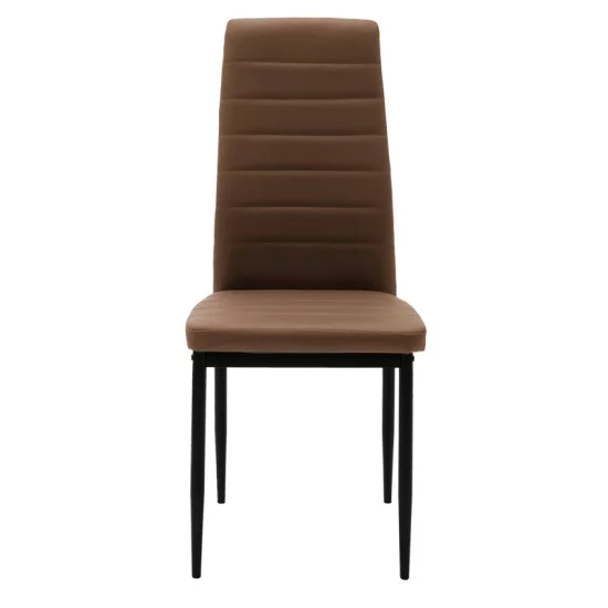 Καρέκλα Parker  cappuccino PU με μεταλλικό μαύρο πόδι 41x48x96εκ