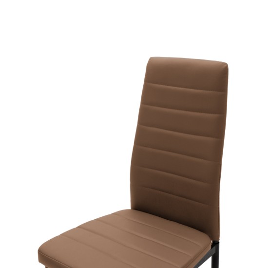 Καρέκλα Parker  cappuccino PU με μεταλλικό μαύρο πόδι 41x48x96εκ