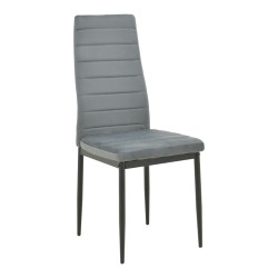 Καρέκλα Parker  γκρι βελούδο με μεταλλικό μαύρο πόδι 41x48x96εκ