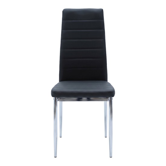 Καρέκλα Parker  μαύρο PU με πόδι χρωμίου 41x48x96εκ