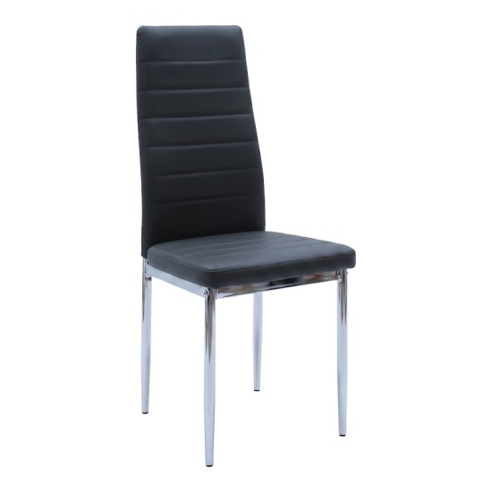 Καρέκλα Parker  μαύρο PU με πόδι χρωμίου 41x48x96εκ