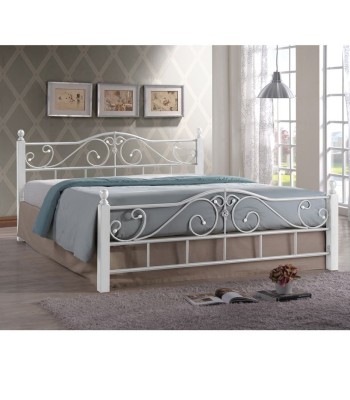 ADEL Κρεβάτι Διπλό, για Στρώμα 160x200cm, Μέταλλο Βαφή Άσπρο, Ξύλο Απόχρωση Άσπρο