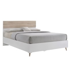ALIDA Κρεβάτι Διπλό για Στρώμα 150x200cm, Απόχρωση Sonoma - Άσπρο -  157x203x100cm