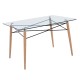 ART Wood Τραπέζι Κουζίνας Τραπεζαρίας, Οξιά Φυσικό, Επιφάνεια Γυαλί -  120x80x74cm