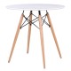 ART Wood Tραπέζι, Πόδια Οξιά Φυσικό, Επιφάνεια MDF Άσπρο -  Φ80cm H.74cm