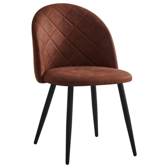 BELLA Καρέκλα Τραπεζαρίας, Μέταλλο Βαφή Μαύρο, Ύφασμα Απόχρωση Suede Καφέ -  50x56x80cm