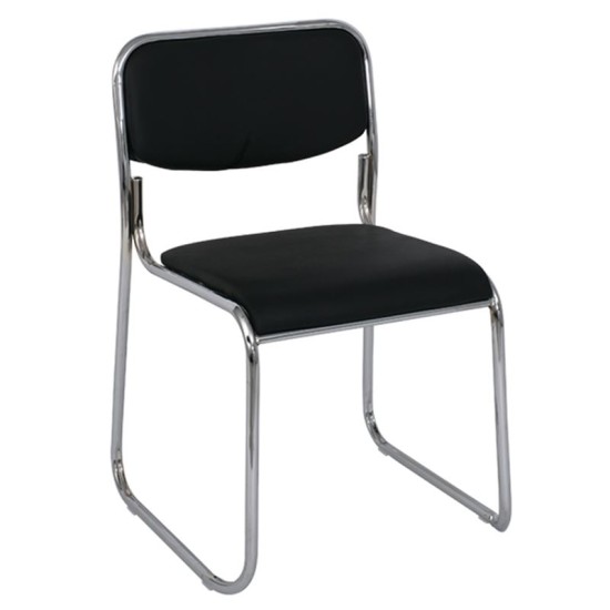 CAMPUS Καρέκλα Επισκέπτη Γραφείου, Στοιβαζόμενη Χρώμιο Μέταλλο, Soft Pu Μαύρο -  51x49x78cm