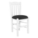 CASA Καρέκλα Οξιά Βαφή Εμποτισμού Άσπρο, Κάθισμα Pu Μαύρο -  42x45x88cm