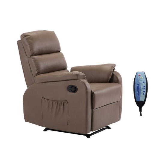COMFORT Massage Πολυθρόνα Relax, Σαλονιού - Καθιστικού, PU Cappuccino -  74x90x98cm