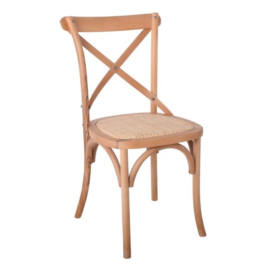 DESTINY Καρέκλα Τραπεζαρίας Οξιά Φυσικό, Κάθισμα Ψάθα, Στοιβαζόμενη -  48x52x89cm
