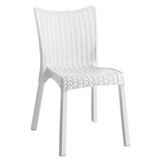 DORET Καρέκλα Στοιβαζόμενη PP Άσπρο, με πόδι αλουμινίου -  50x55x83cm