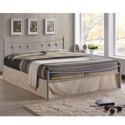 DUGAN Κρεβάτι Διπλό, για Στρώμα 140x190cm, Μέταλλο Βαφή Silver -  145x195x83cm