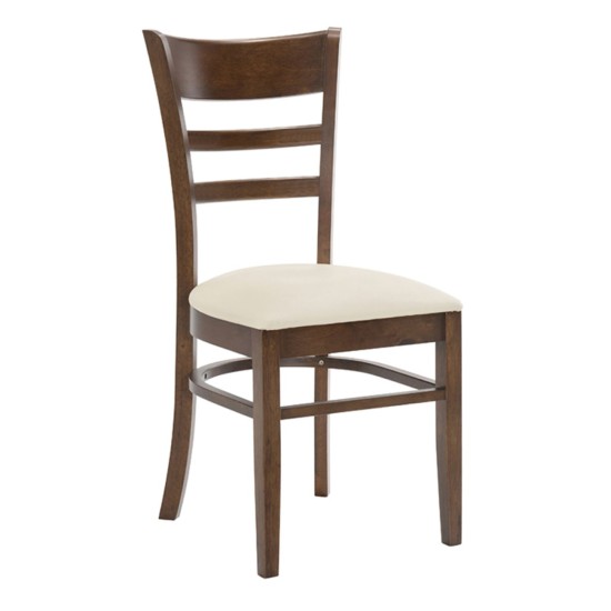 CABIN Καρέκλα Καρυδί - PVC Εκρού -  43x50x92cm