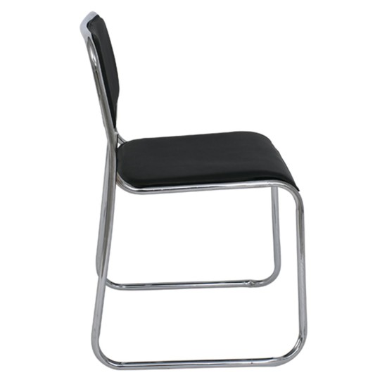 CAMPUS Καρέκλα Επισκέπτη Γραφείου, Στοιβαζόμενη Χρώμιο Μέταλλο, Hard PVC Μαύρο -  51x52x78cm