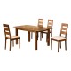 MILLER Set Τραπεζαρία Κουζίνας Ξύλινη: Επεκτεινόμενο Τραπέζι+ 4 Καρέκλ.Aroma Beech-PVC Εκρού -  Table120+30x80x74Chair45x52x97