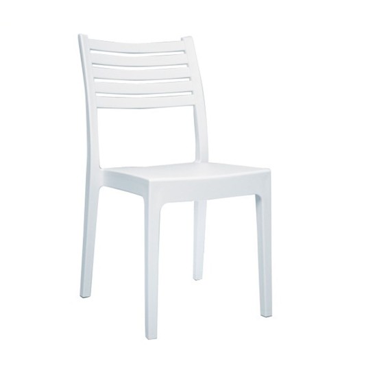 OLIMPIA Καρέκλα Τραπεζαρίας Κήπου Στοιβαζόμενη, PP - UV Protection, Απόχρωση Άσπρο -  46x52x86cm