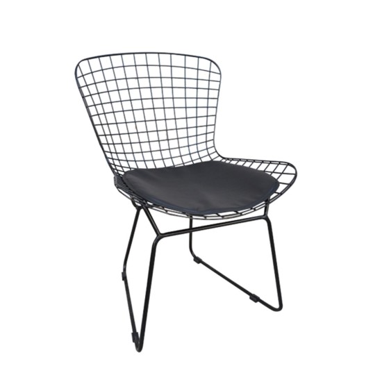 SAXON Καρέκλα Μέταλλο Βαφή Μαύρο, Μαξιλάρι Μαύρο -  54x62x78cm