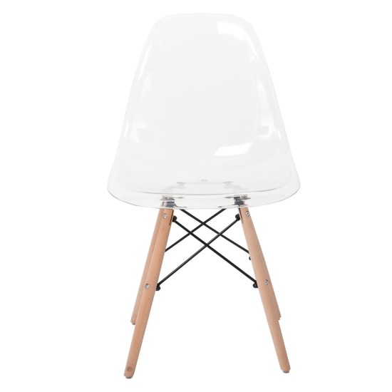 ART Wood Καρέκλα Τραπεζαρίας - Κουζίνας, Πόδια Οξιά, Κάθισμα PET Clear - 1 Step K/D -  45x48x81cm