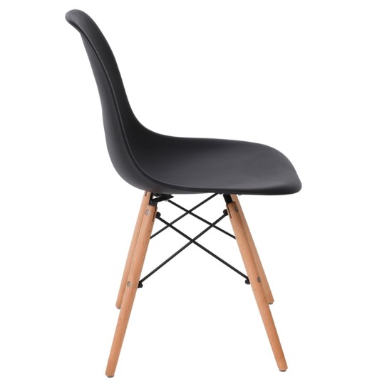 ART Wood Kαρέκλα Τραπεζαρίας - Κουζίνας, Πόδια Οξιά, Κάθισμα PP Μαύρο - 1 Step K/D - Pro -  46x53x81cm