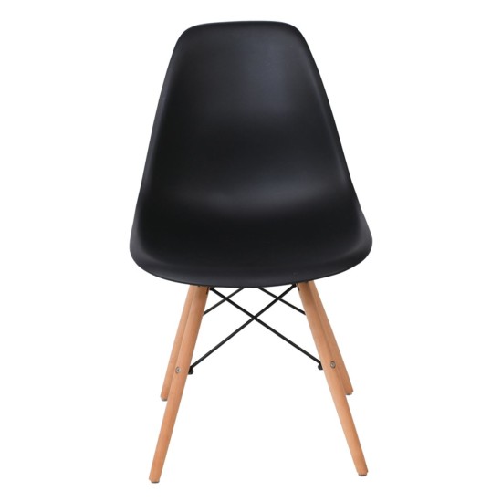ART Wood Kαρέκλα Τραπεζαρίας - Κουζίνας, Πόδια Οξιά, Κάθισμα PP Μαύρο - 1 Step K/D - Pro -  46x53x81cm