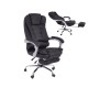 BF9700 Relax Πολυθρόνα Γραφείου Διευθυντή, με Υποπόδιο, Βάση Χρώμιο,PU Μαύρο -  67x72x120/128cm