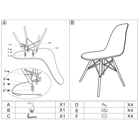 ART Wood Καρέκλα Τραπεζαρίας - Κουζίνας, Πόδια Οξιά, Κάθισμα PP Γκρι - 1 Step K/D - Pro -  46x53x81cm