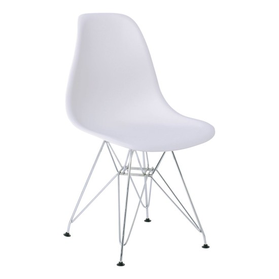 ART Καρέκλα Τραπεζαρίας Κουζίνας Μέταλλο Χρώμιο - PP Άσπρο -  46x55x82cm