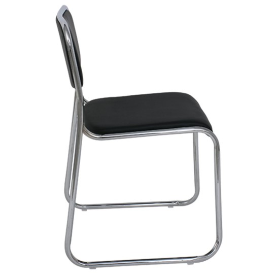 CAMPUS Καρέκλα Επισκέπτη Γραφείου, Στοιβαζόμενη Χρώμιο Μέταλλο, Soft Pu Μαύρο -  51x49x78cm