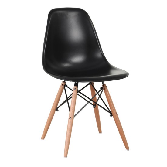 ART Wood Kαρέκλα Τραπεζαρίας - Κουζίνας, Πόδια Οξιά, Κάθισμα PP Μαύρο - 1 Step K/D -  46x52x82cm