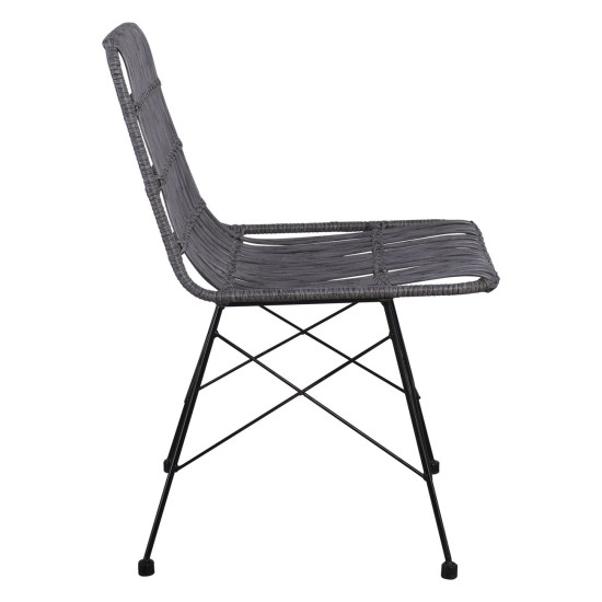 SALSA Καρέκλα Κήπου Βεράντας Μέταλλο Βαφή Μαύρο, Wicker Γκρι -  48x59x80cm
