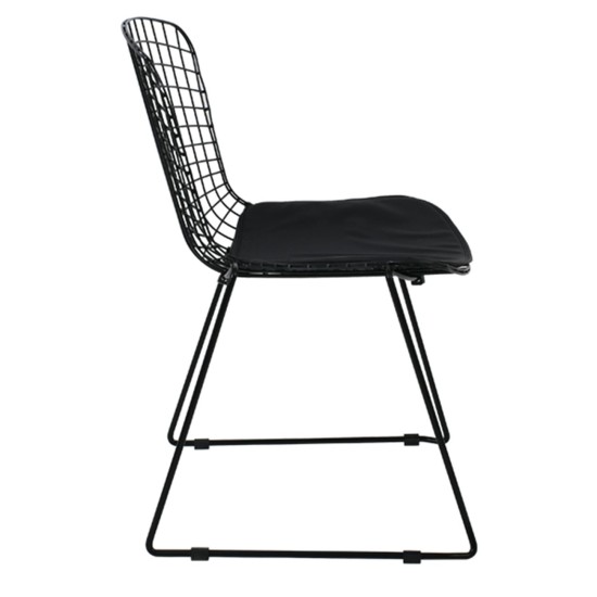 SAXON Καρέκλα Στοιβαζόμενη Μέταλλο Βαφή Μαύρο, Μαξιλάρι Μαύρο -  60x61x83cm