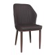 DELUX Καρέκλα Μέταλλο Βαφή Καρυδί, Linen PU Σκούρο Καφέ -  49x51x89cm